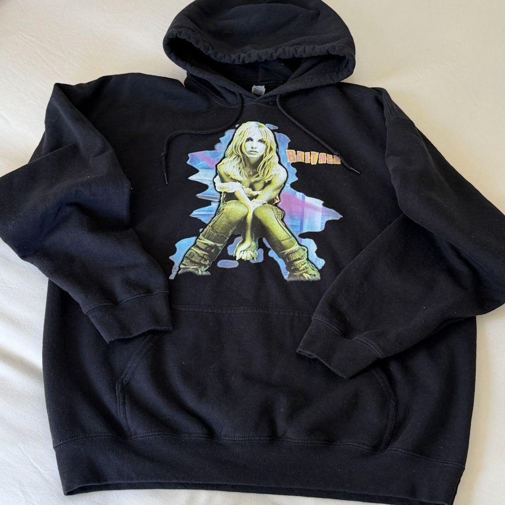 Gildan Britney Spears The Britney Tour 2001 Black Graphic Hoodie XL ✨